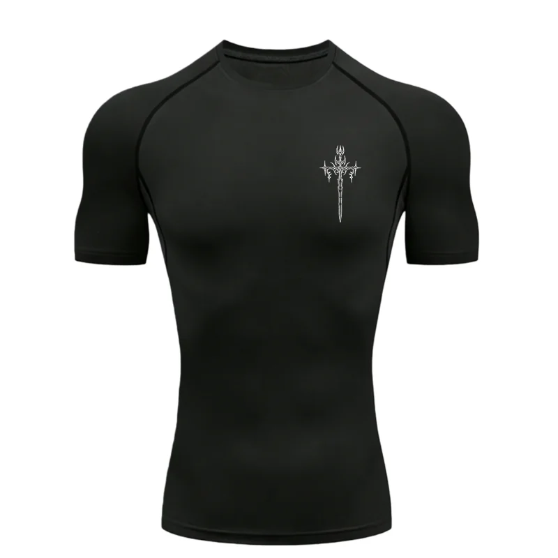 

Cross Pattern 2026 Men's Sports T-shirt Training Fitness Compression Quick Dry Short Sleeve T-Shirt For Men