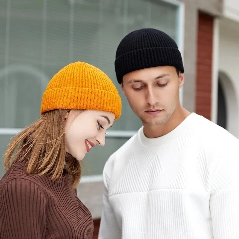 Knitted Hat for Men & Women Caps Wool Fashion Simple Warm Skullies Beanies Solid Autumn Winter Beanie Cap Trendy Style, image 4