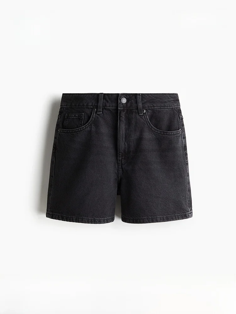 

High Waist Denim Shorts Women's Summer New Arrival Cotton Material Standard Fit No Stretch Ladies High Waist Jeans Shorts