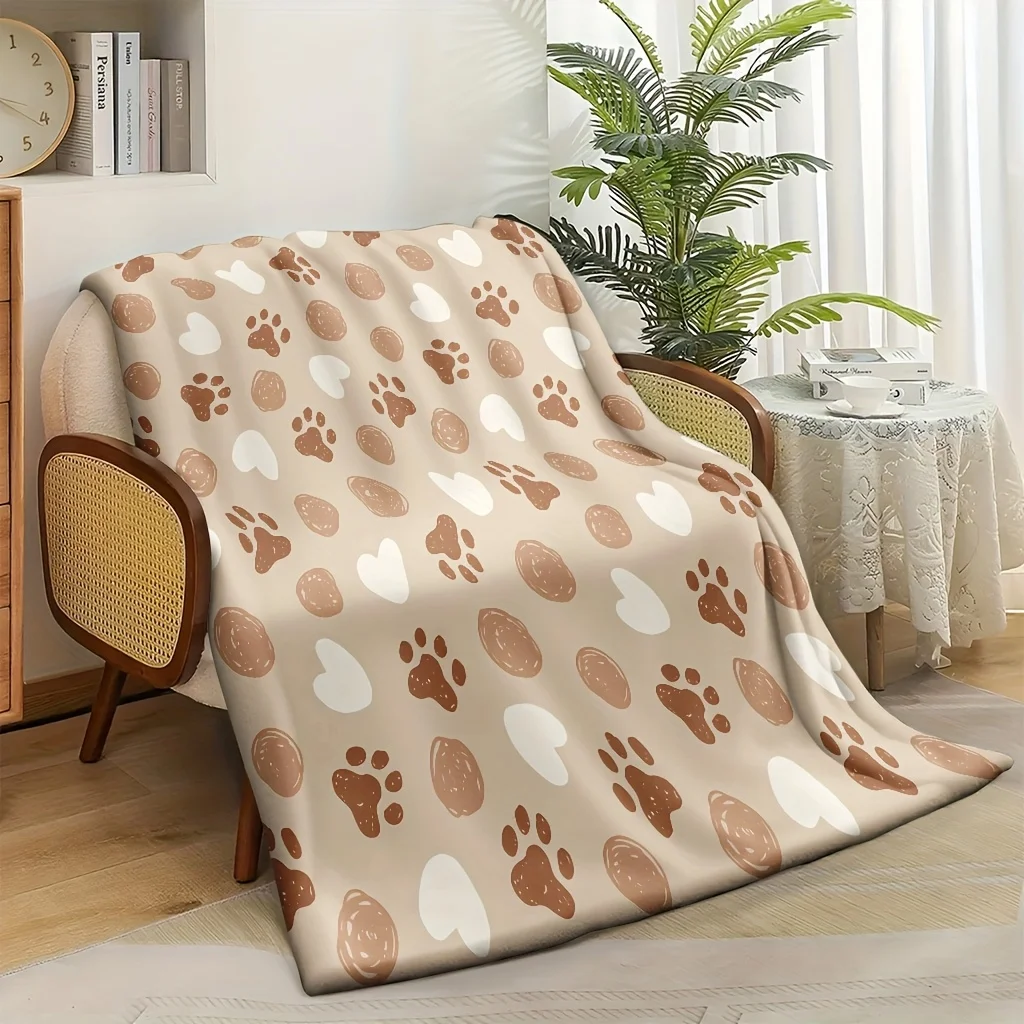 

1 шт. бежевое и коричневое одеяло с рисунком домашних животных - полиэфирная ткань, можно стирать в машине, подходит для украшения дивана в спальне, гостиной