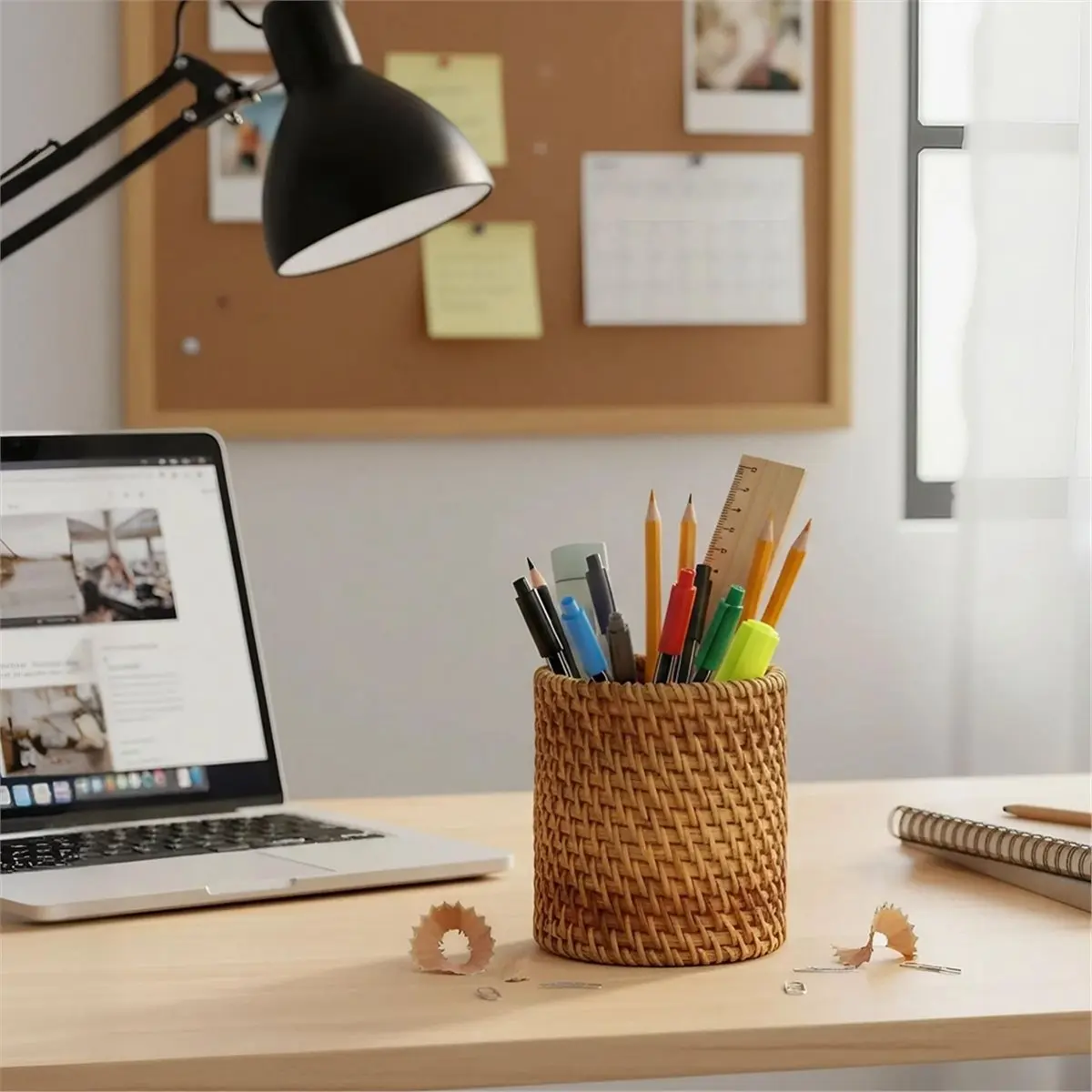 Eco-friendly Handmade Rattan Pencil Holder, Makeup Brush Holder, Table Decor Organizer Cups for Stationery, Flower Vase A
