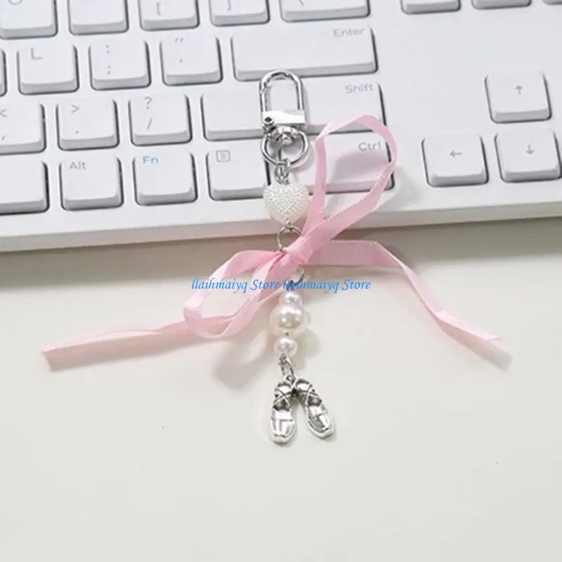 

573B Ballet Shoes Bowknot Keychain Pendant Lovely Hanging Decoration Bag Pendant