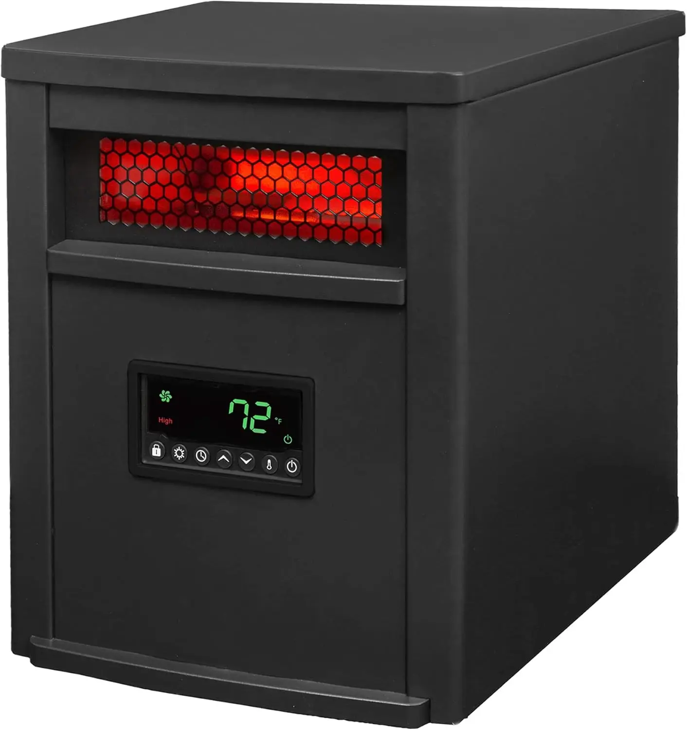 Infrared Quartz Space Heater, 8 Element 1500W Portable Heater with Remote, Black