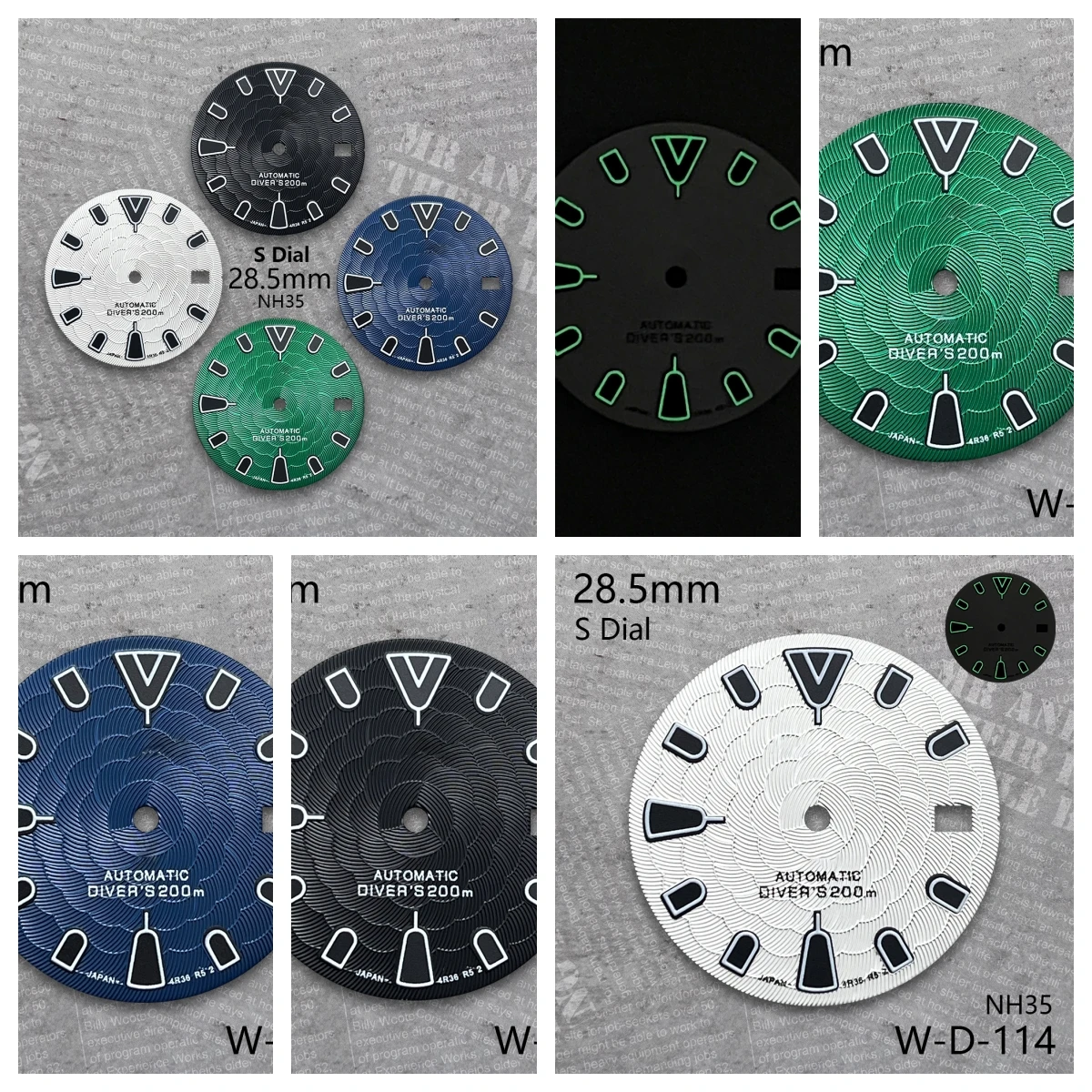 

28.5mm S Logo Dial Suitable For NH35/NH36/4R/7S Movement Green Luminous Lotus Flower High Quality Watch Modification Accessories