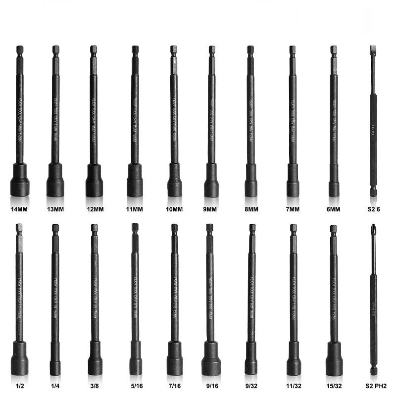 150mm Long  Screw Metric Driver Tool Set Adapter Drill Bit 5 To 13mm Hexagonal Shank Hex Nut Socket Screw Tool