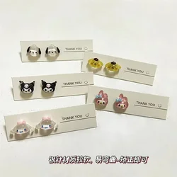 Sanrio-pendientes de Hello Kitty para mujer, accesorios de joyería, aguja de plata, Anime Cinnamoroll Melody Kuromi, regalo