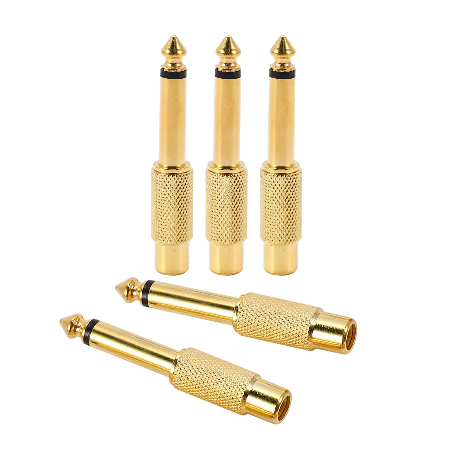 5x Gold Plated 6.35mm 1/4 inch Male Mono Plug to RCA Female 6.5mm Jack Audio Stereo Adapter Connector Plug TS Converter Sound Mi