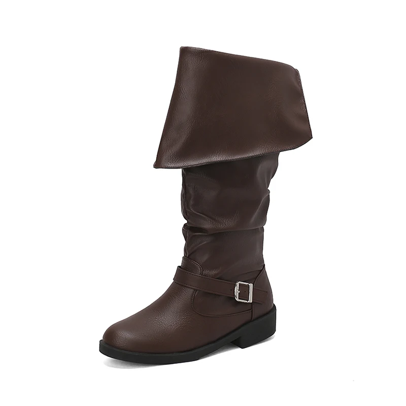 Middeleeuwse leren laarzen Jack Sparrow Renaissance Half Haddock Schoenen Schoeisel Larp Pirate Warrior Vintage Jackboot voor volwassenen