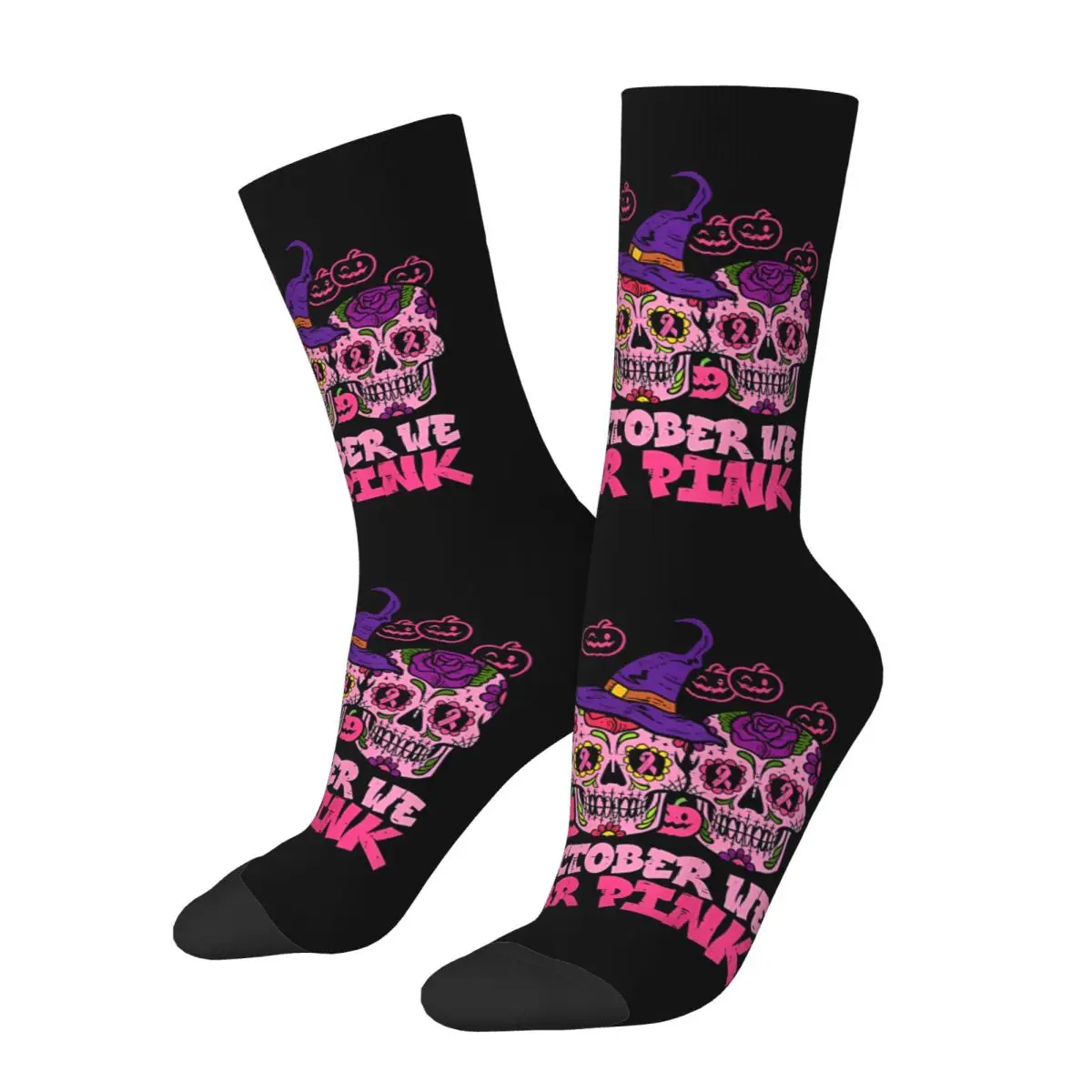 In October We Wear Pink Sugar Skull Sock Printed Man Polyester