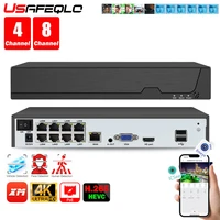 Detección facial H.265 8ch * 4K 4ch/8ch PoE grabador de vídeo en red vigilancia PoE NVR 4/8 canales para cámara IP HD 8MP 5MP