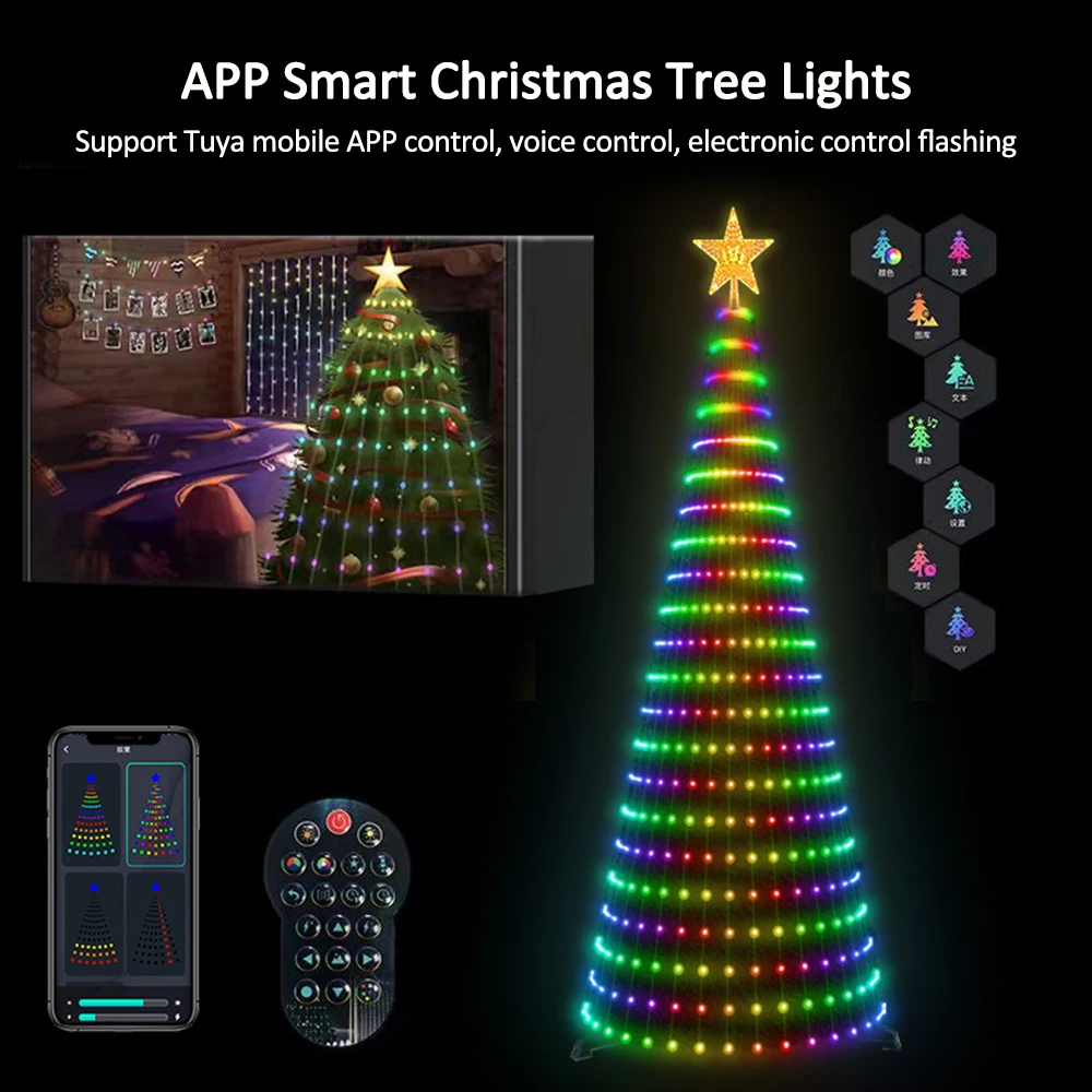 Smart Christmas Tree Lights Christmas Fairy Light APP Control Music Sync Multicolor for Indoor Outdoor Christmas Tree Decoration