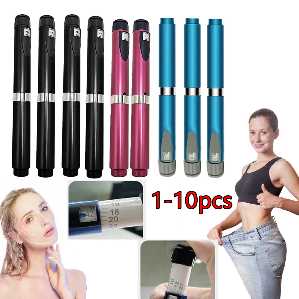 1-10pcs Metal Reusable Injection Pen with Pen Case Adjustable 3ml Cartridge Injector Pen