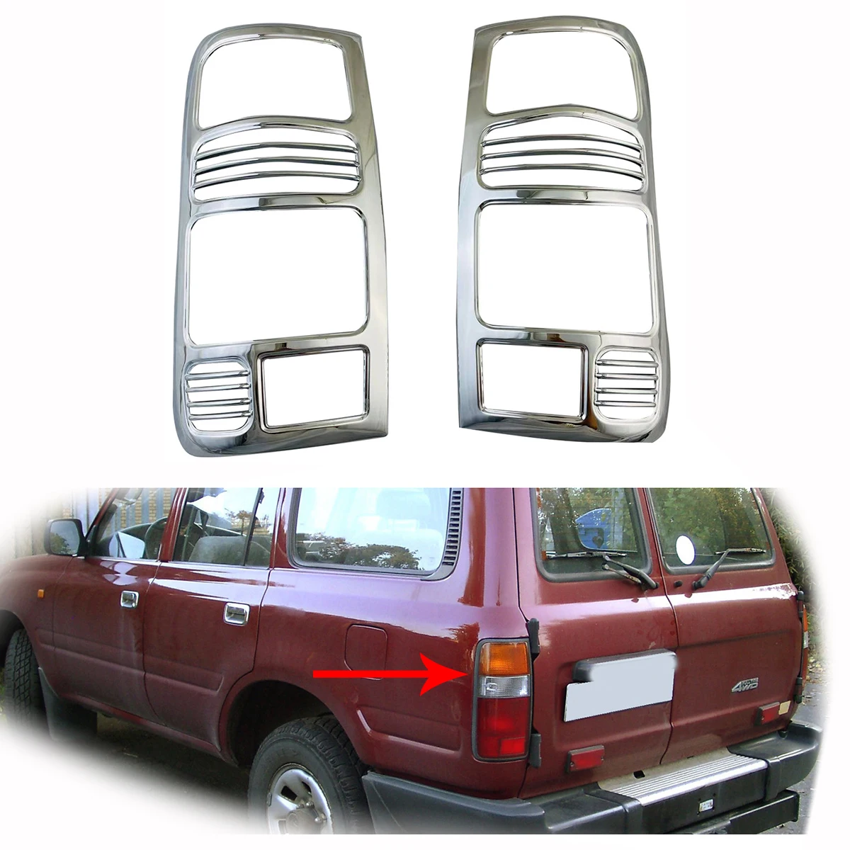 

Chrome Tail Lamp Cover Trim Car Modify Accessories For Toyota Land Cruiser LC80 FJ80 4500 1990 1991 1992 1993 1994 1995 1998