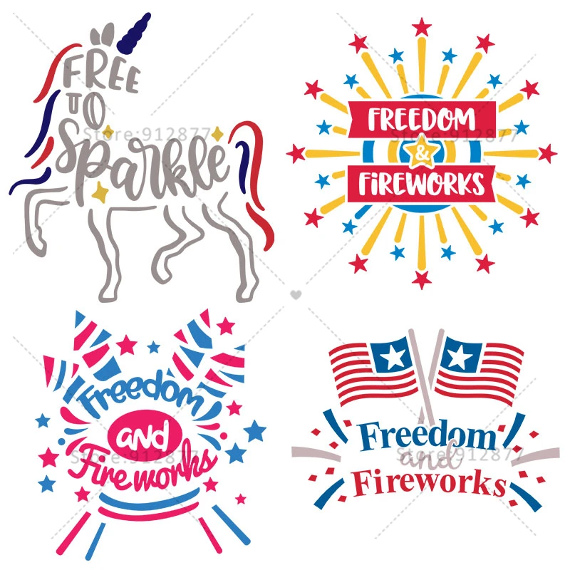 T-Shirt Heat Transfer Free To Sparkle Unicorn Eagles Fireworks Flags From Sea to Shining Sea Florida Georgia Indiana Iron logo