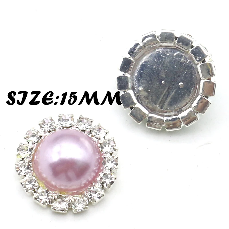 10pcs/Lot 15mm Pearl Wedding Diamond Buttons Factor Outlets Rhinestones Buttons DIY Hair Accessory Decorative Button