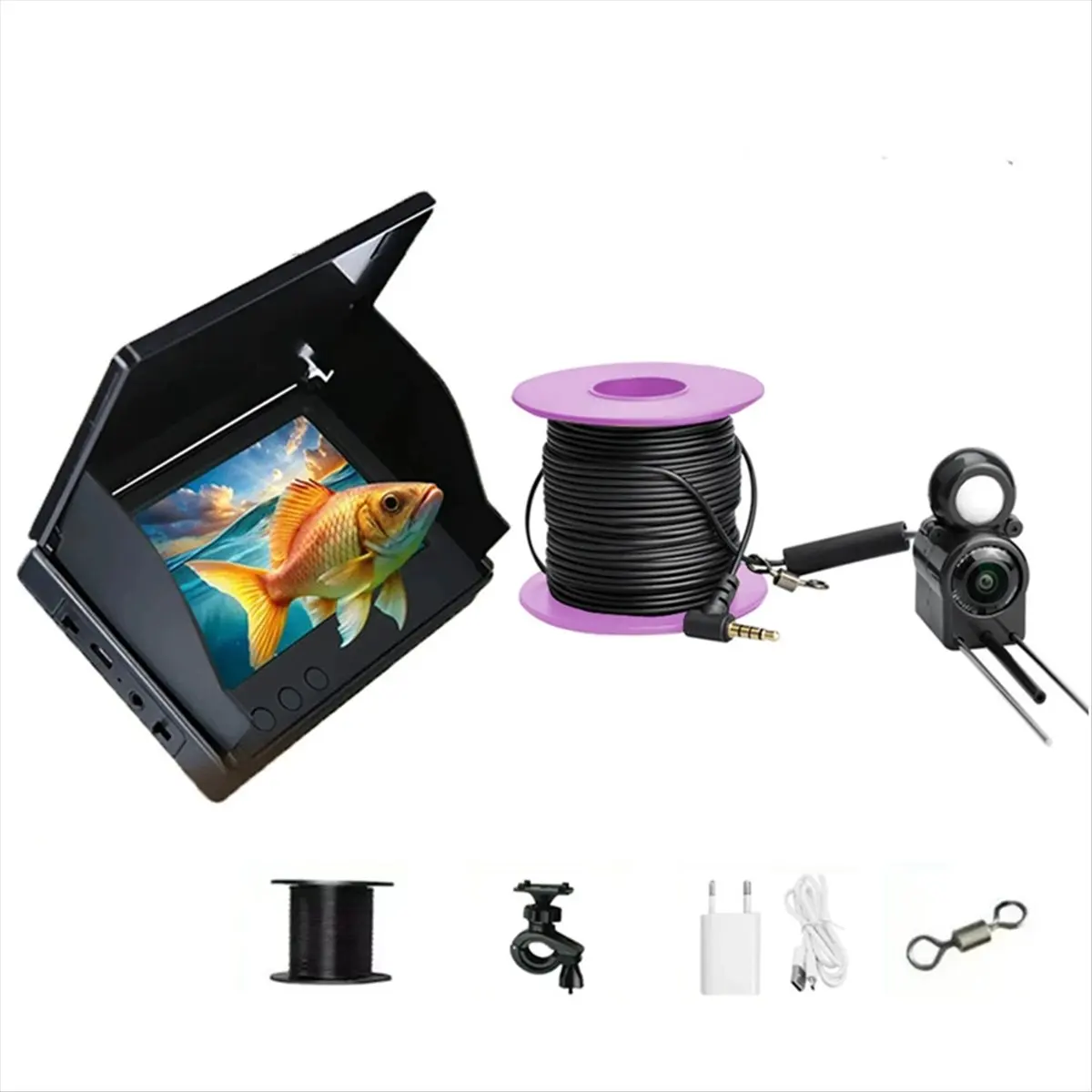 

Камера для подводной рыбалки, 4,3-дюймовый IPS-монитор 220 ° Видеокамера ночного видения для ловли ледяного озера, вилка европейского стандарта [cilae-17R]