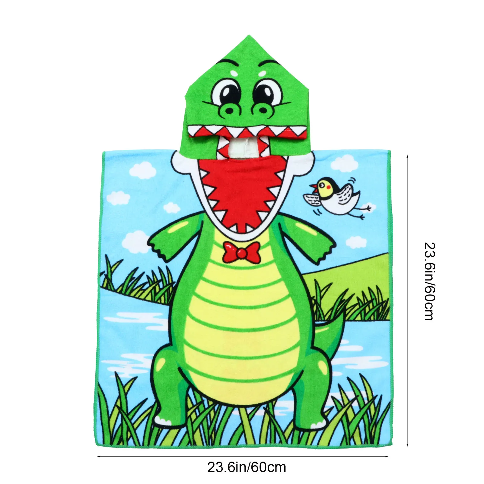 

Hooded Bath Towel Kids Cape Poncho Soft Breathable Cartoon Pattern Children Bathrobe Toddler Fiber Waterproof Dry Fast