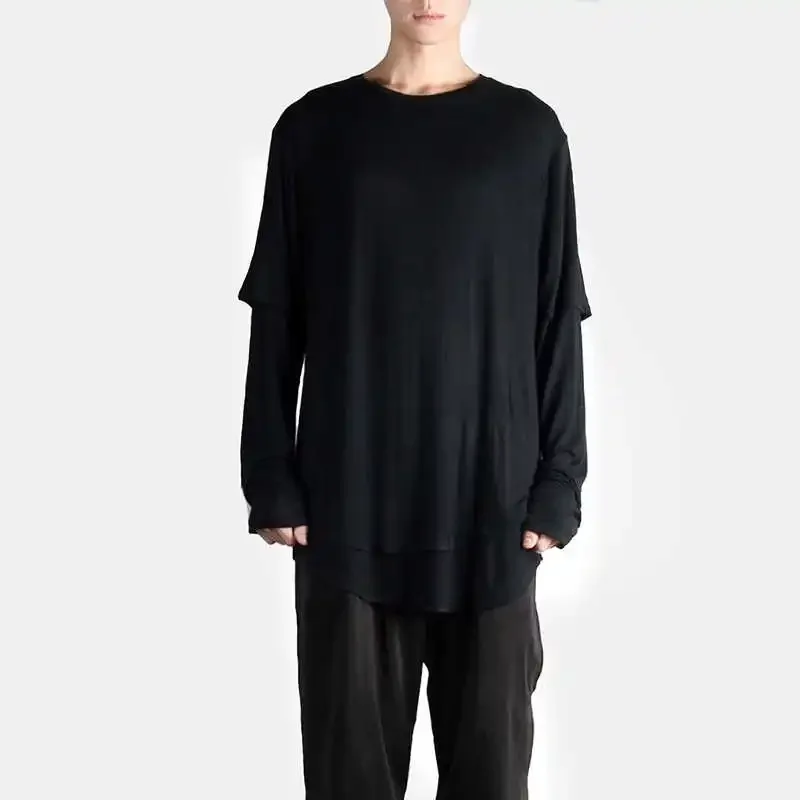 

YOJI OOAK японский оригинальный темный стиль свободный черный с длинными рукавами мужские искусственные две части свободные повседневные мужчины