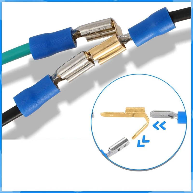 Hot Sale Piggyback Spade Connectors, 3 Way Adapter Dual Male To Single Female Brass Quick Disconnect Connectors