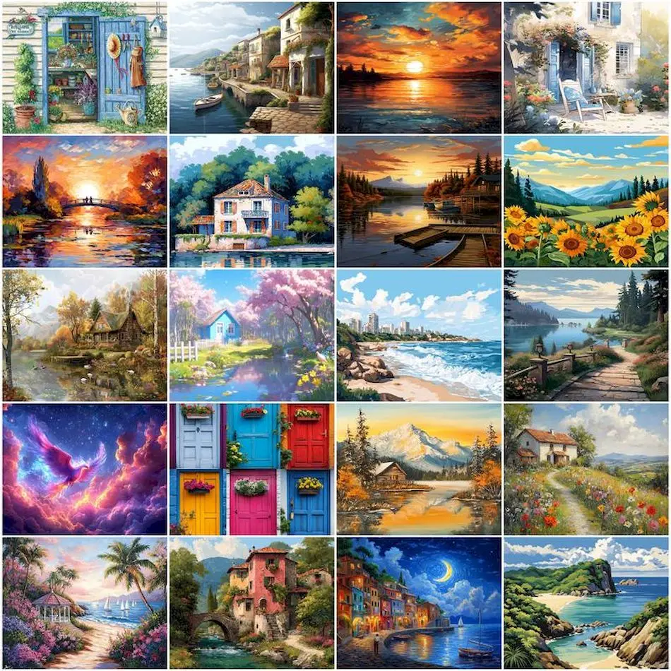

GATYZTORY Painting By Numbers Canvas Picture Landscape Modern Drawing Watercolor Oil Diy Set Picture Paint Art Supplies Acrylic