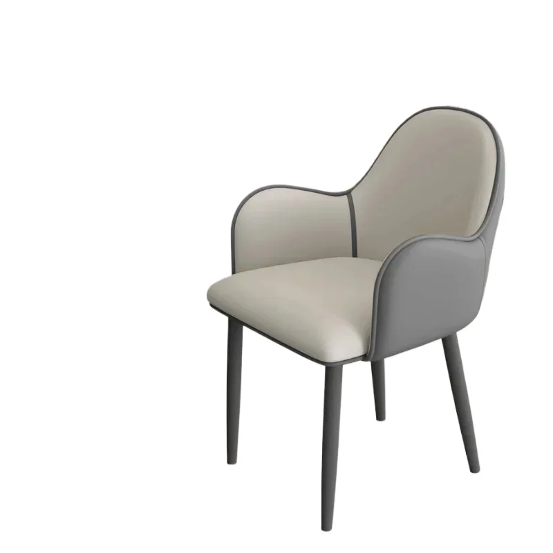 Light Luxury Leather Dining Chair Home Modern Simple Negotiating Hotel Restaurant Chair Backrest Chair Carbon Steel Legs