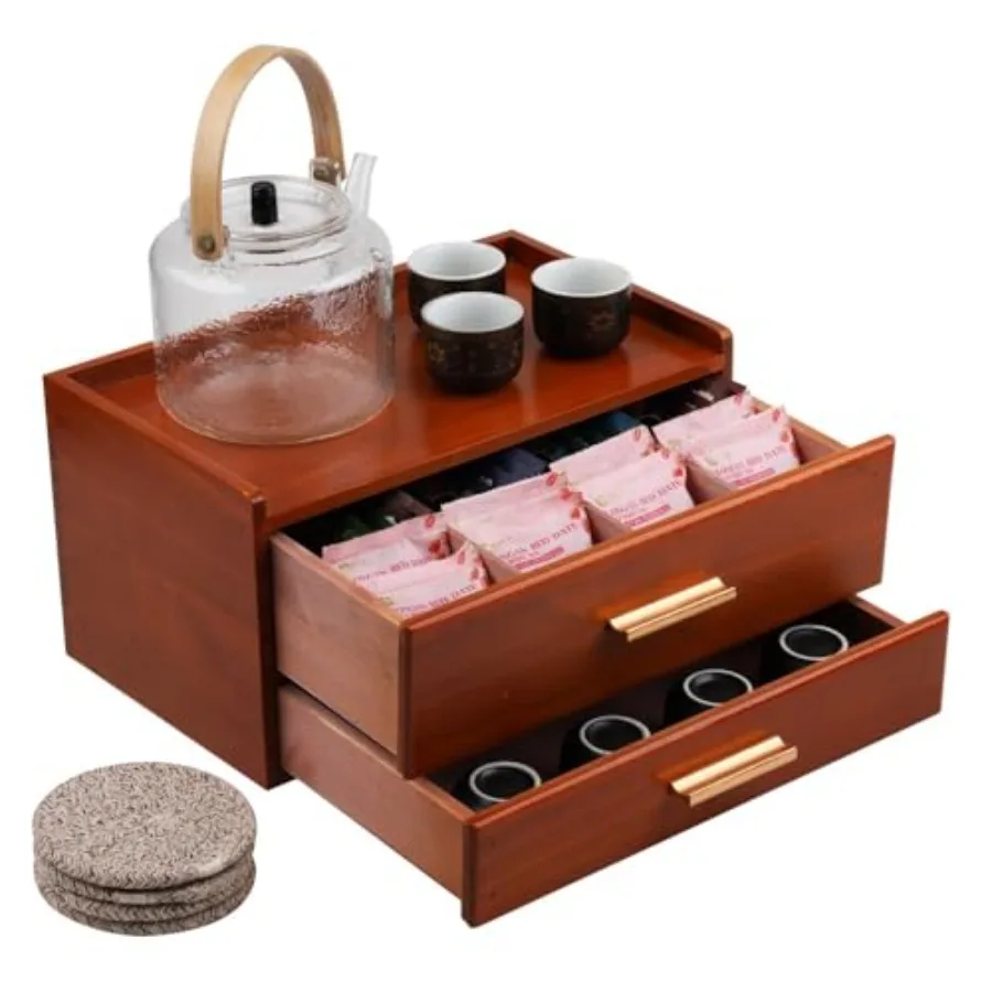 

Органайзеры и контейнеры для хранения чая с выдвижным ящиком, органайзер для чайной станции на столешницу с 8 отделениями, органайзер для чайных пакетиков с выдвижным ящиком