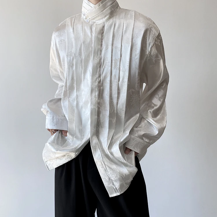 

Men's Long Sve irt Collar Commuting Workwear Tang Song Sle Hanfu Loose Fit Youthful Trend Four Seasons Universal