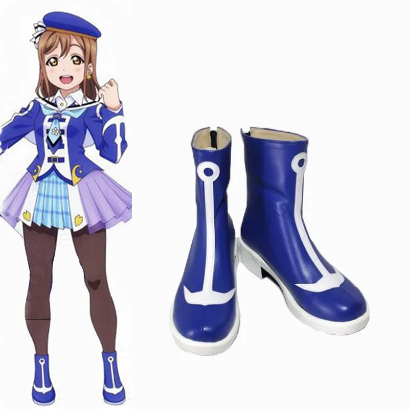 

Love Live Sunshine Aqours Arcade Game After School Takami Chika Kurosawa Ruby Anime Customize Cosplay Blue Shoes Boots