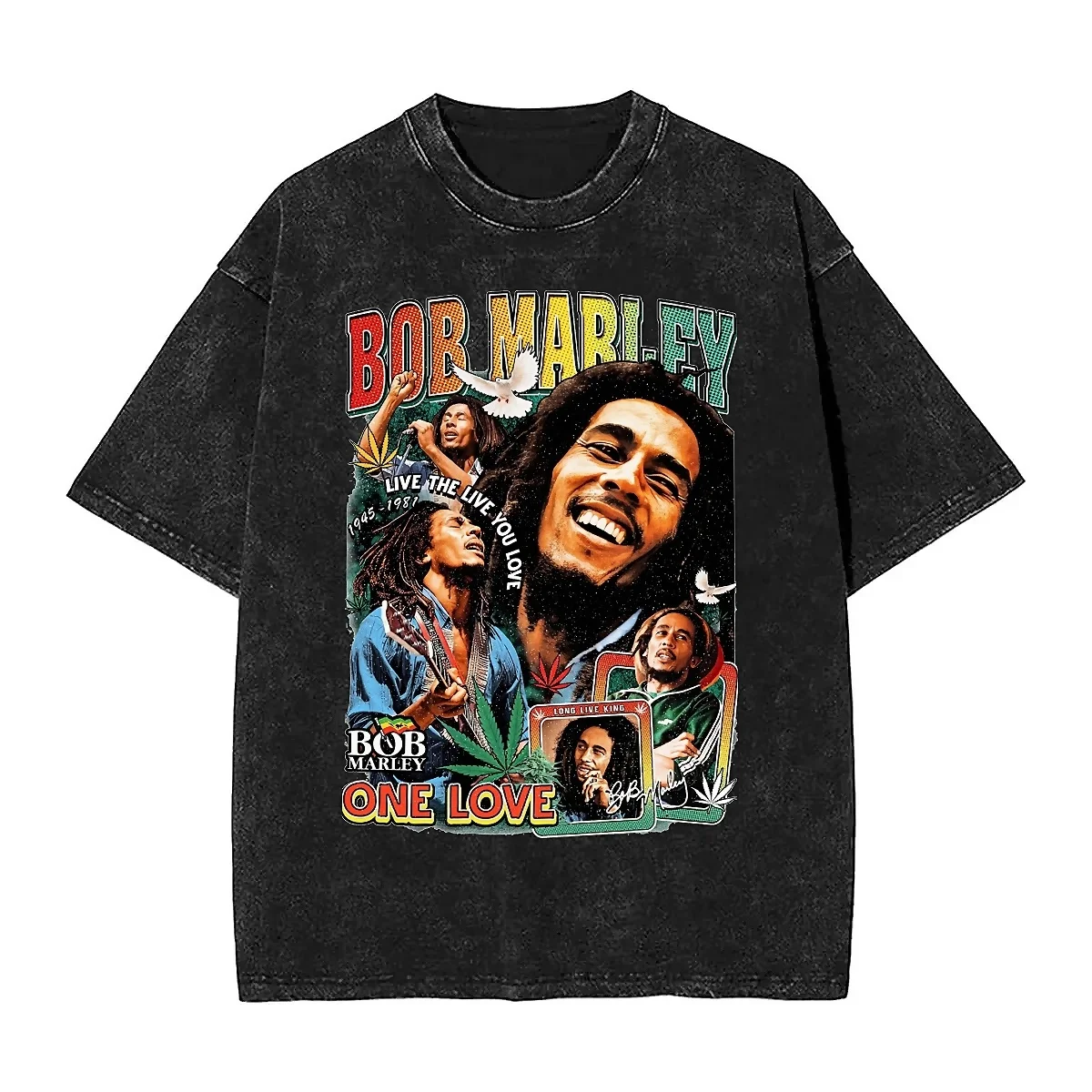 Men T Shirt Bob Marleyed Reggae Washed T-Shirts Harajuku Musician Summer Tee Shirt Street Style Design Casual Clothing Gift