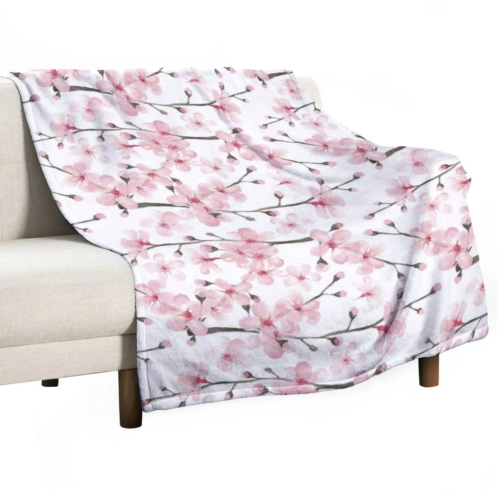 

Cherry Blossom watercolor fashion and home decor by Magenta Rose Designs Throw Blanket Comforter Blanket Large Blanket