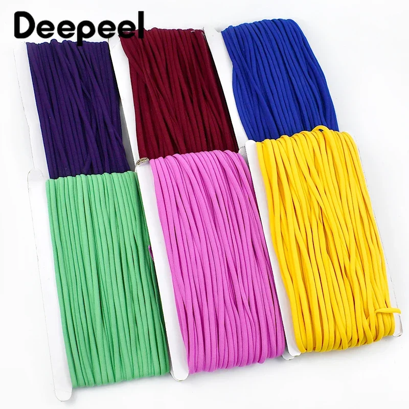 5Meters Nylon Colorful Elastic Band 3/5mm Wide Rubber Bands Decor Lace Ribbons Ear Hang Hats Shoes Haberdashery Sewing Accessory