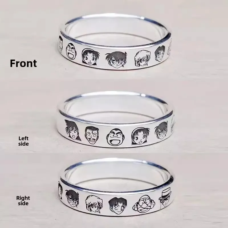 المحقق كونان خاتم قابل للتعديل خواتم معدنية الفضة أنيمي المشاركة الزفاف شخصية خاتم تأثيري مجوهرات الأزياء هدايا جديد