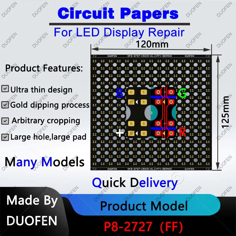 P8 series Circuit Paper，Double-sided solder pads, fully covered with large holes ,Used for repairing damaged PCB pads