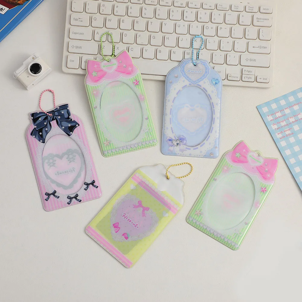 INS Bowknot Photocard Holder Cartoon 3 Inch Ins Idol Photo Sleeve Postcard Protector Card Sleeve Id Card Holder Stationery