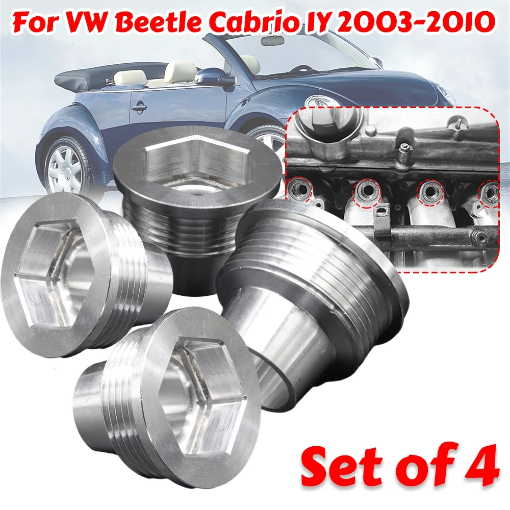 

4X Upgrade Aluminum Fuel Injector Insert Cup Seat For VW Beetle Cabrio 1Y 2003-2010 06B133555H 06B133555D Car Replacement Part