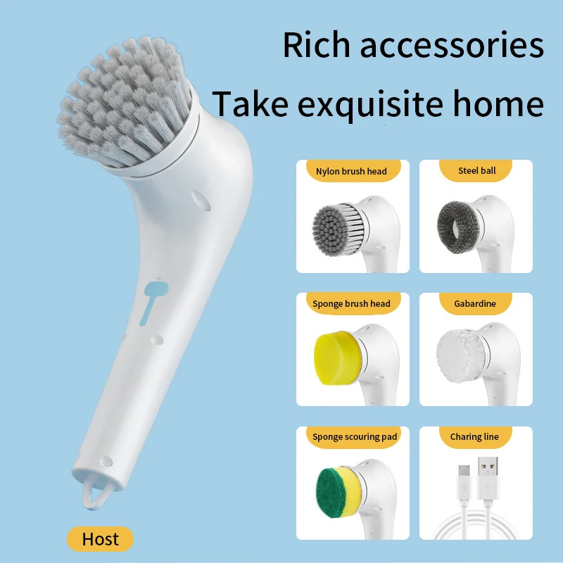 5 in 1 Multifunction Handheld Electric Cleaning Brush for Shoes Dishwashing USB Rechargeable Water Proof Bathroom Kitchen Tool