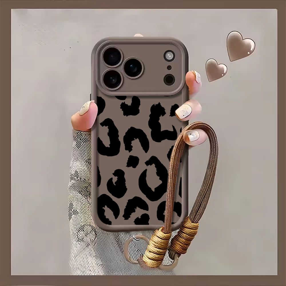 Retro-Leopardenmuster-Handschlaufenhülle für iPhone 16 17 Pro Max Hüllen iPhone 11 12 13 ProMax 14 15 7 Plus mit Lanyard Fundas – Detail 8