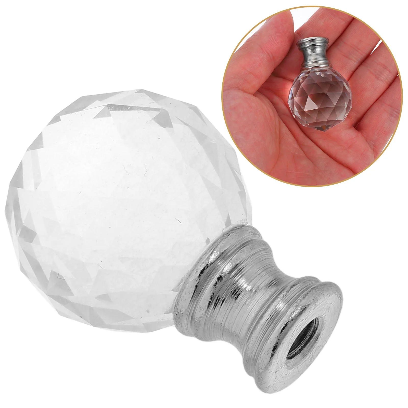 

Crystal Lamp Finials for Shades Lighting Decor Silver Toppers Screw On Versatile Use Easy Install Elegant Room Accent High