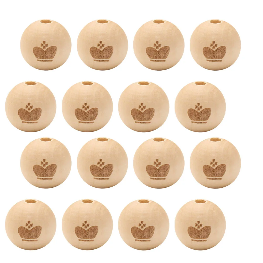 

50 Pcs Wooden Beads DIY Jewelry Loose Round Pendant Handmade Accessories Spacer for Making