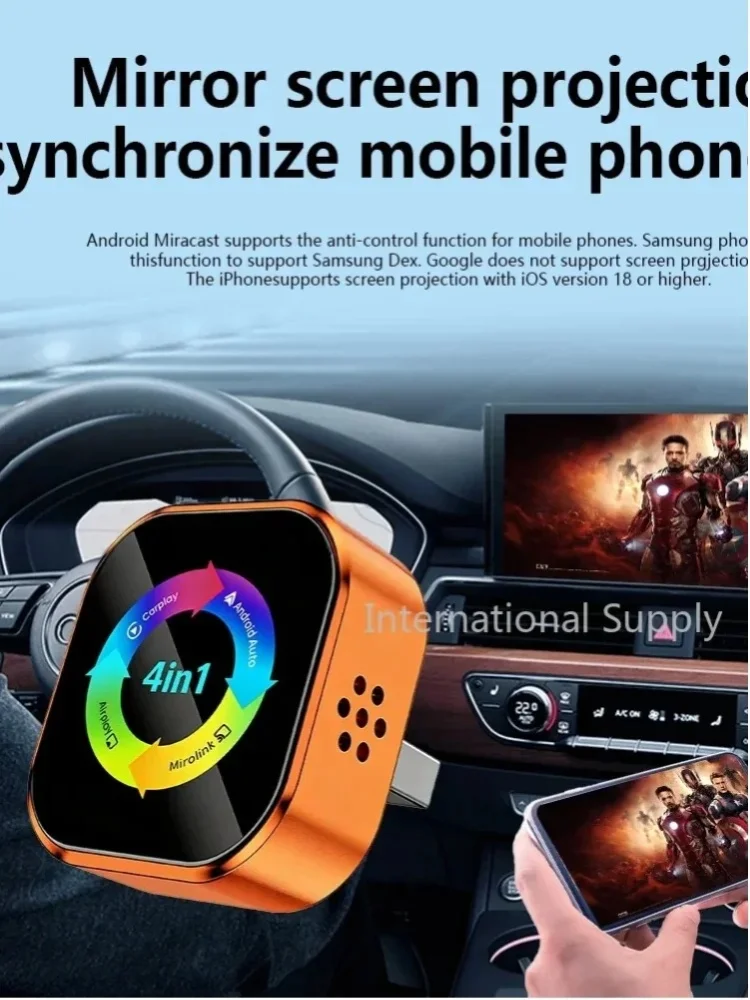 2026 Nieuwe 4-in-1 draadloze auto Carplay Airplay Mirror Link Android Auto Connect draadloze Carplay adapter voor Apple en Android - afbeelding 2