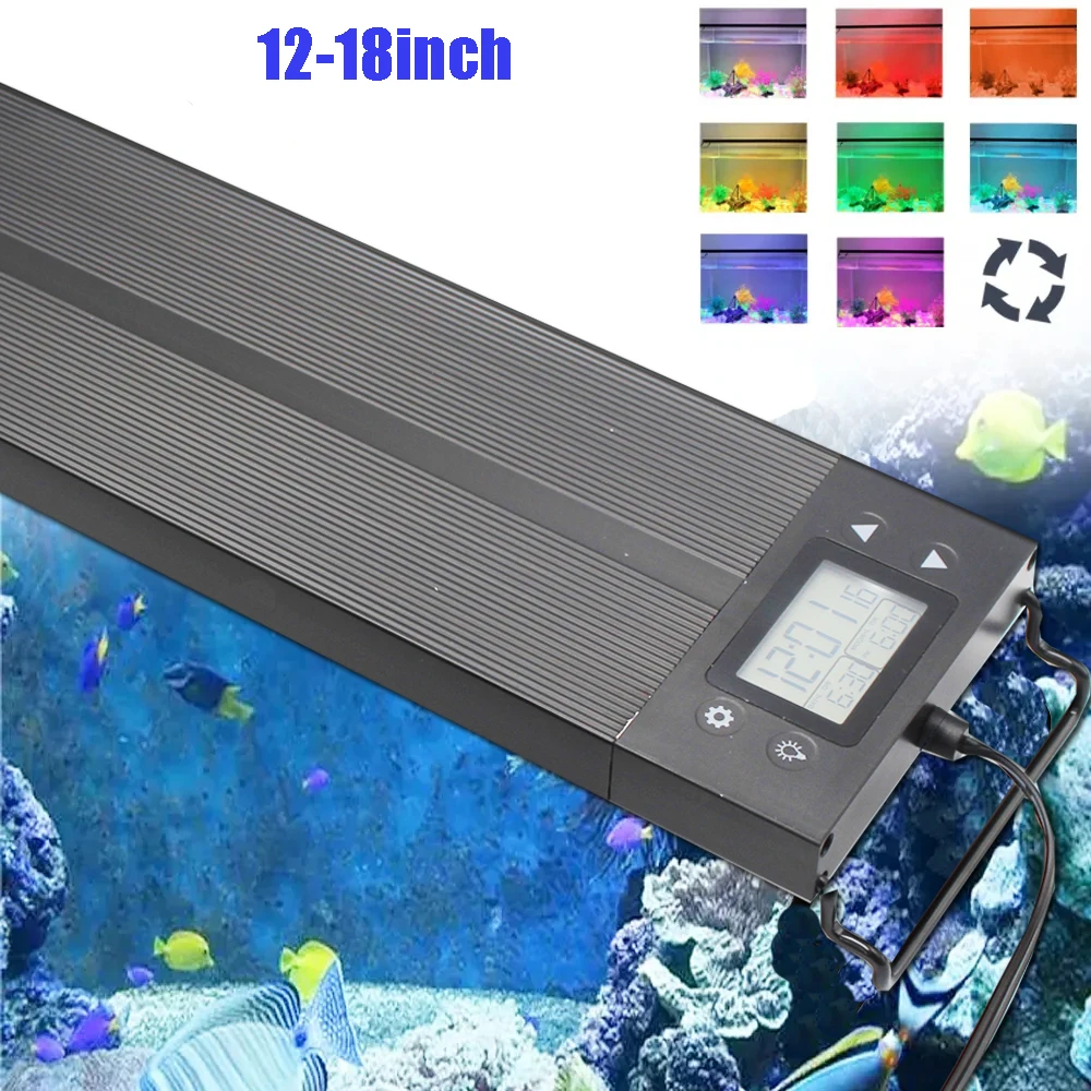 30/45CM Auto On Off Aquarium Light Full Spectrum Fish Tank Light with Timer Sunrise Sunset LED RGB Lamp for Water Plants