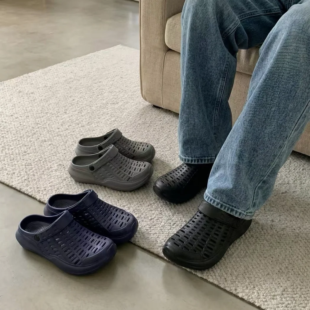 Men's hole shoes, thick soled EVA sandals, breathable ankle slippers, summer beach shoes, outdoor casual shoes, men's style