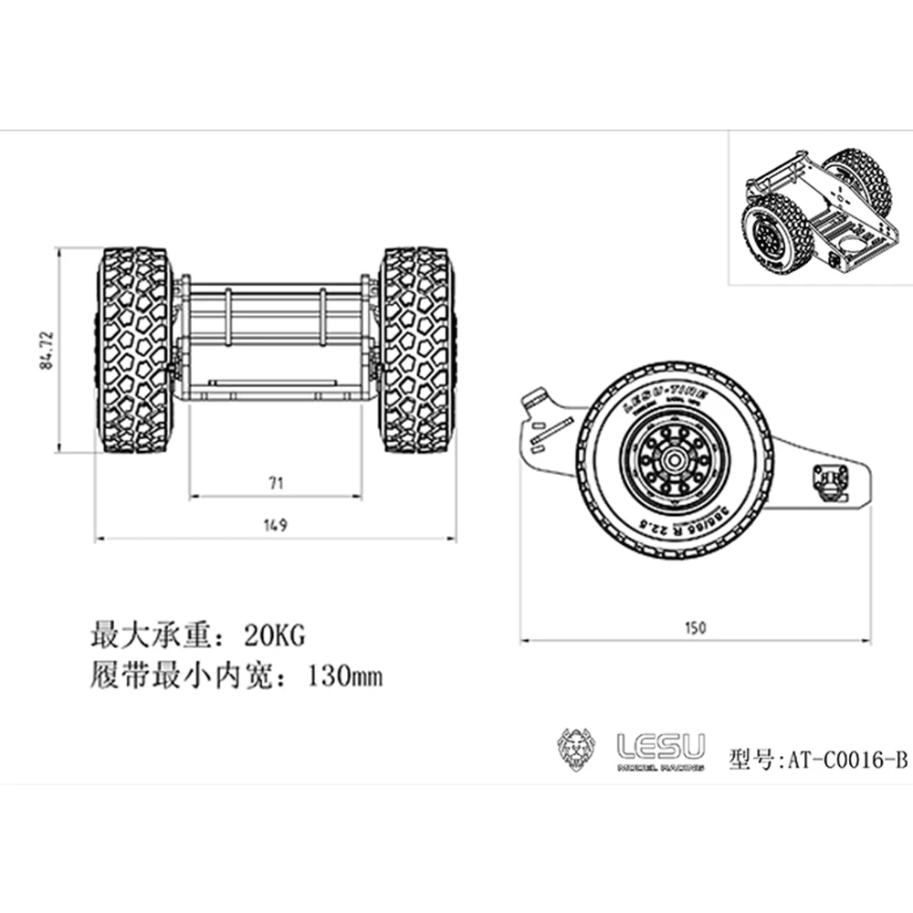 LESU AT-C0016-B 1/14 simulatiemodel AC360 quick release vervangende tractor slijpschijf vaste graafmachine rupstrailer