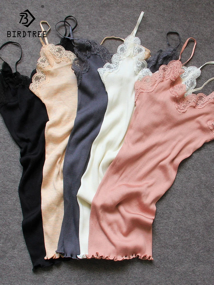 

Кружевная майка на бретельках, женская вязаная майка, облегающая эластичная базовая одежда для сна, майка на бретелях, летний стиль