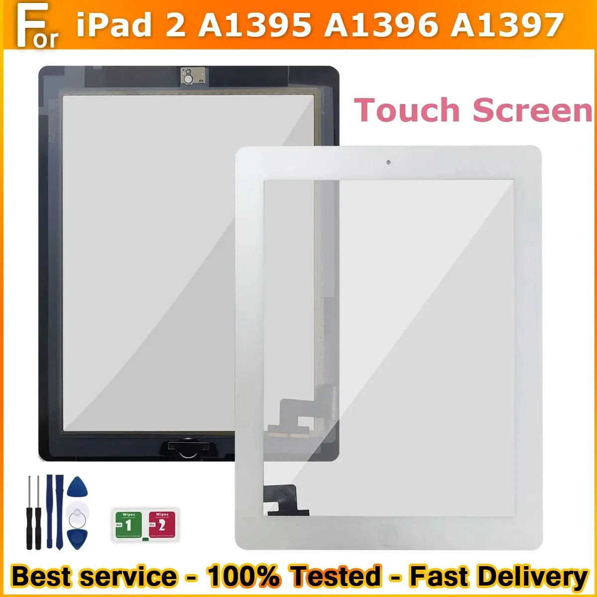 9.7\'\' NEW Touch For iPad 2 A1395 A1396 A1397 touch screen digitizer replacemen with button /without buttons