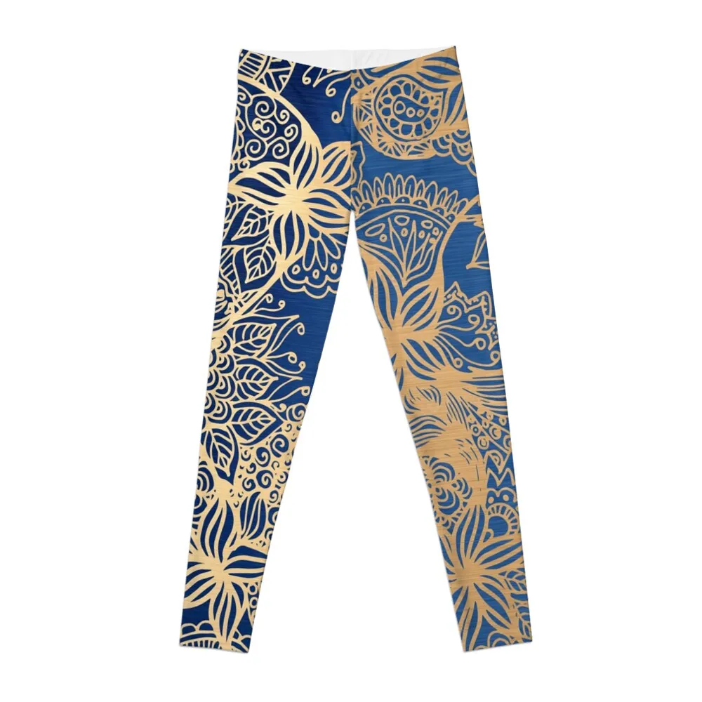 Blue and Gold Mandala Patterns Leggings Women's tights Tight fitting woman Womens Leggings