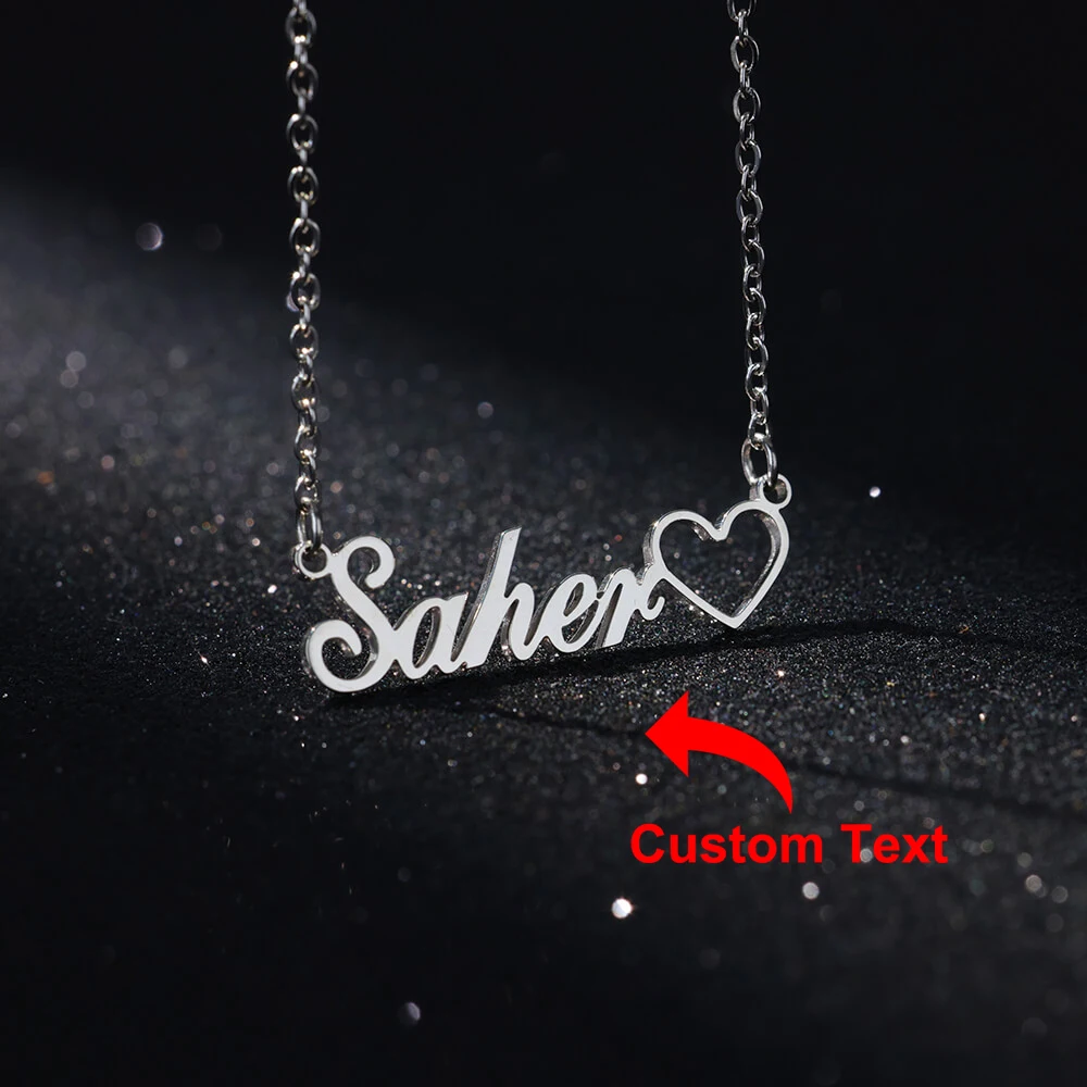 Custom Heart Name Necklaces For Women Personalized  Gold Color Stainless Steel Name Hollow Heart Necklace Wedding Jewelry Gift