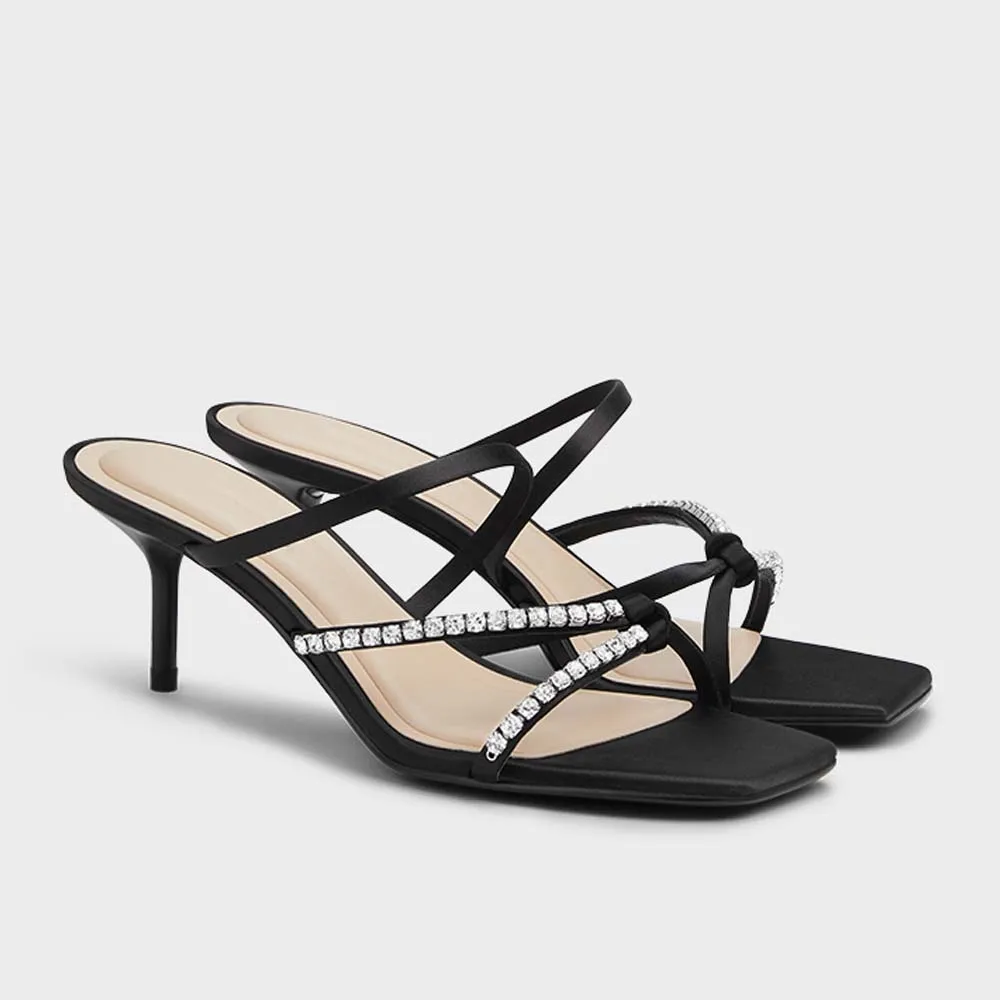 FWRD Women's Satin Square-Toe Stiletto Mules, Elegant Comfortable High Heels for Party & Evening Wear #FWRD000276
