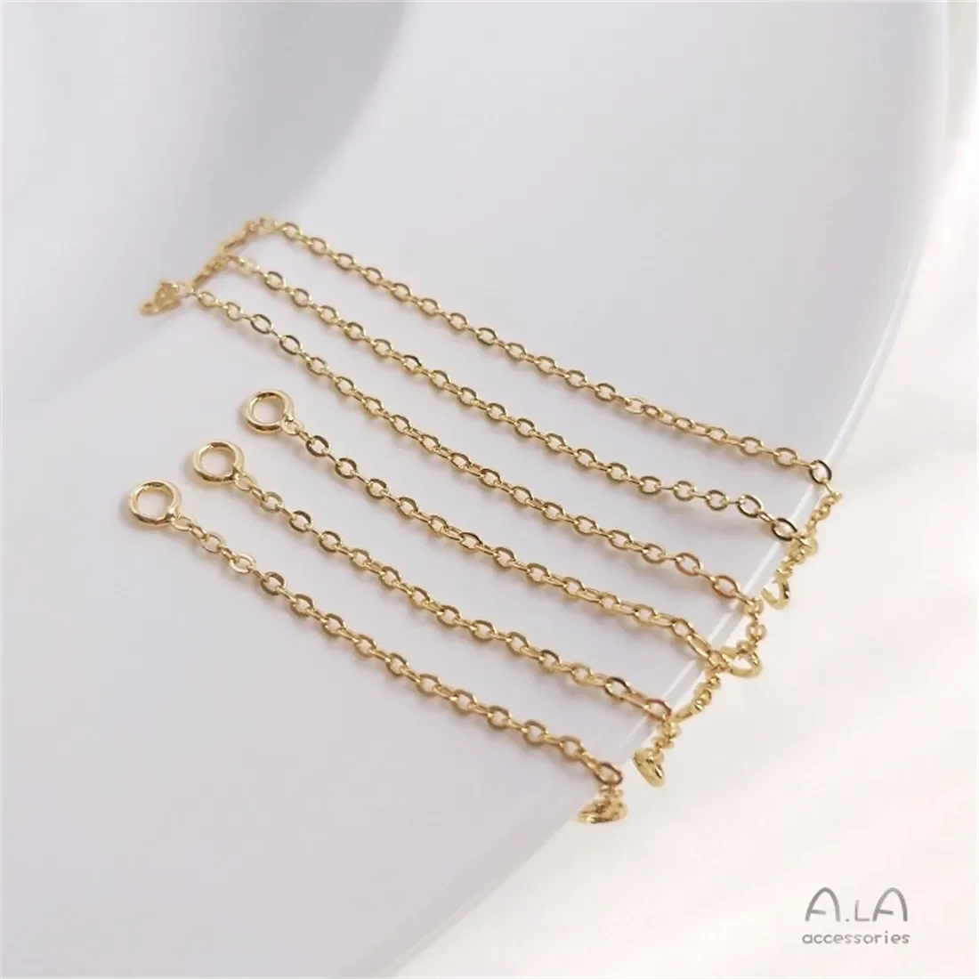 

14K Gold Wrapped DIY Accessory Double Loop Tail Chain Extension Chain Handcrafted Ear Jewelry Tassel Bracelet Necklace B833