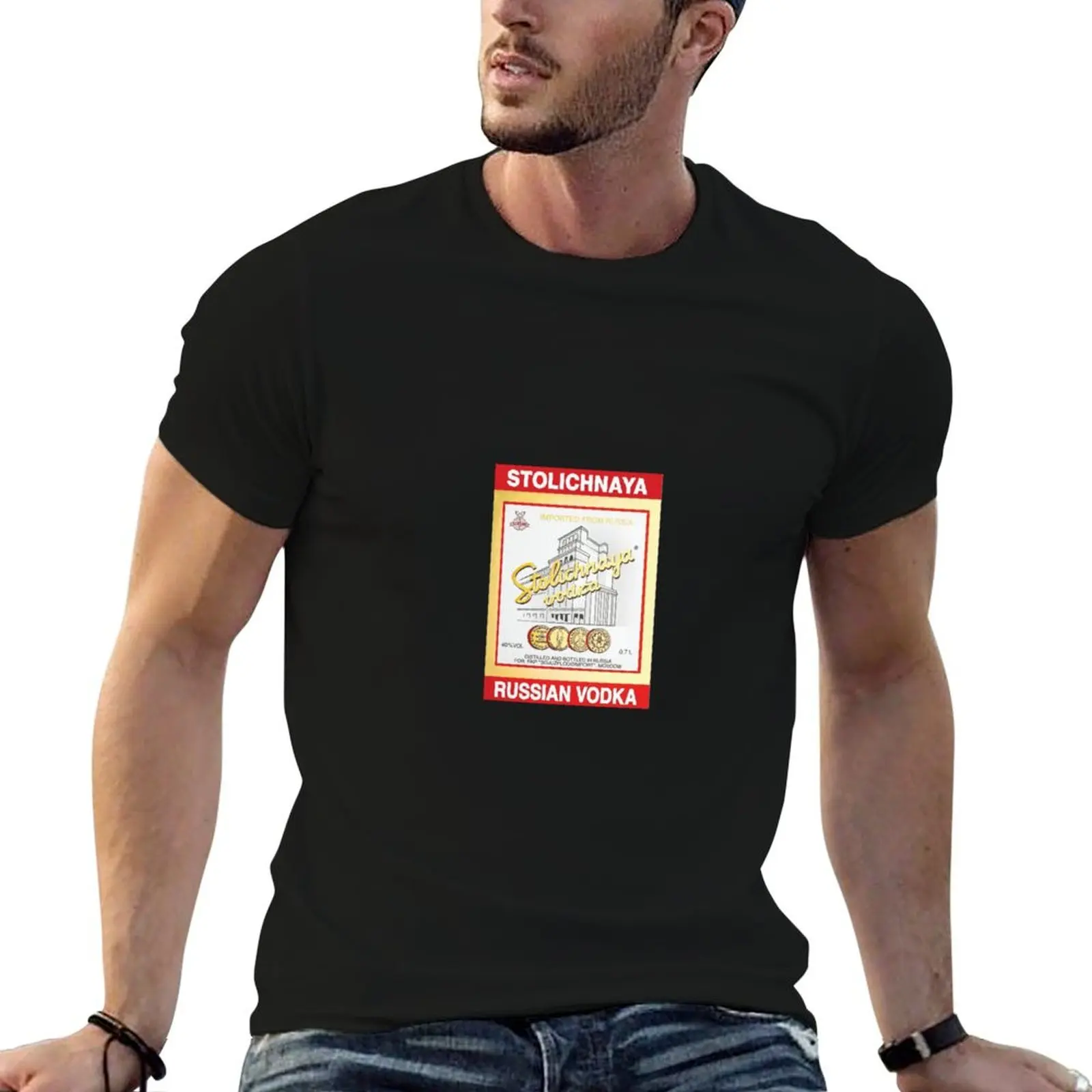 Camiseta con logo de Vodka Stolichnaya, camiseta de algodón 100% para hombre, camisetas de diseñador, camiseta de diseñador